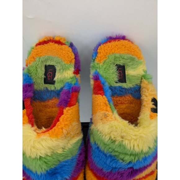Ugg Fluff You Cali Collage Slippers Adult Size 11 Slip-On Rainbow Pride Colorful - Picture 7 of 11